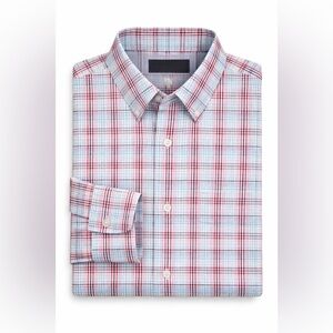 MIX&NY XXL Button-Down Plaid Stretch Shirt Red Blue White